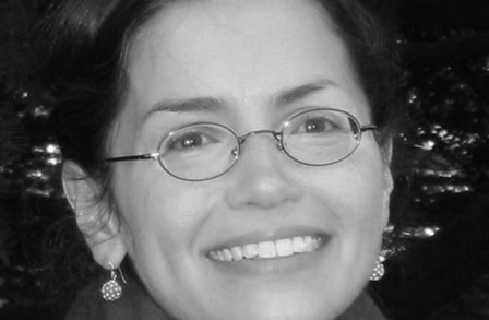Black and white headshot of poet Catherine Tufariello